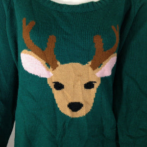 Route 66 Original Clothing Co Womens Brown and Green Reindeer Sweater Large