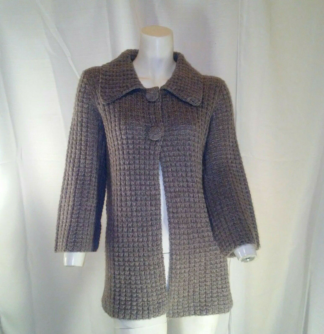 Carolyn Taylor Sweater Crochet Womens Light Brown White Marbled Size S