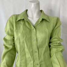 Load image into Gallery viewer, Liz Claiborne Women’s Green Linen Button Front Blouse Size 14