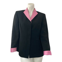 Load image into Gallery viewer, Kasper ASL Blazer Single Breasted Black Pink Accents Womens Petite Size 4