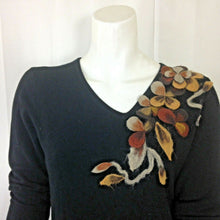 Load image into Gallery viewer, Chagall Womens Black Vintage Sweater with Floral Accents Medium