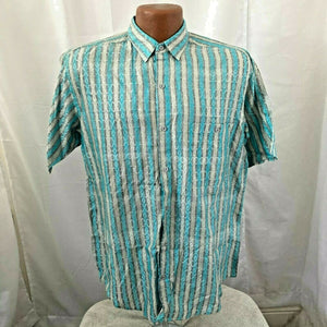 Steele Mens Silver Blue Printed Shirt Sleeve Button Front Shirt Size Med