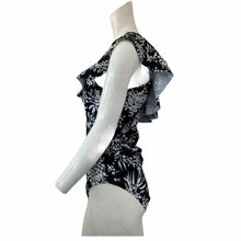 Load image into Gallery viewer, Swimsuit One Piece Ruffled Floral Womens Black White New King Fon Swimwear 14