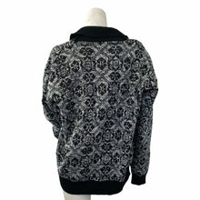 Load image into Gallery viewer, Vintage Cardigan Sweater Everest Black White Womens Size Medium Plunging V Neck