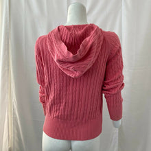 Load image into Gallery viewer, Gap Stretch Womens Zip Front Salmon Pink Zip Front Cable Knit Sweater Size Small