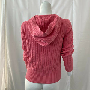 Gap Stretch Womens Zip Front Salmon Pink Zip Front Cable Knit Sweater Size Small