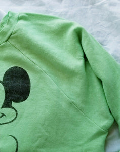 Designs West VTG 80s Lime Green Mickey Mouse Long Sleeved Sweatshirt Size Large