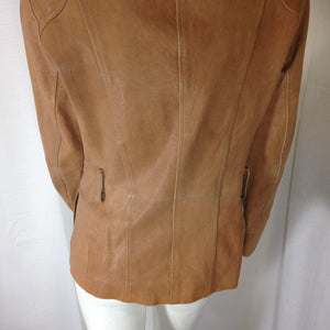 Ck Calvin Klein VTG Womens Light Brown Leather Jacket Size 4