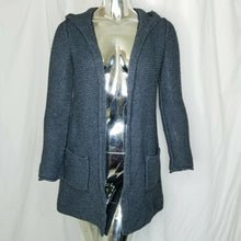 Load image into Gallery viewer, Chicos Cardigan Long Charcoal Gray Hooded Open Front Wool Blend Chicos 0 US S 4