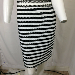 Womens Black and White Striped Dress Medium