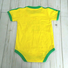 Load image into Gallery viewer, Brasil Yellow and Green Baby One Piece Soccer Body Suit 24 months