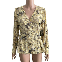 Load image into Gallery viewer, Vince Camuto Blouse Womens Small Yellow Floral Wrap New