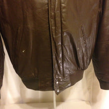 Load image into Gallery viewer, Members Only Mens Vintage Brown Leather Bomber Jacket w Sherpa Lining 42