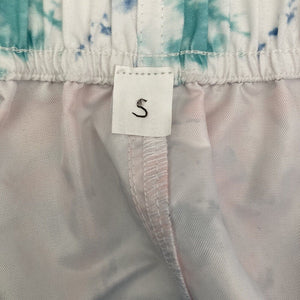 Swim Trunks Board Shorts Tie Dye Multicolored Small White blue paint splatter
