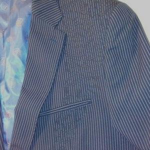 Sean Johns Mens Navy Blazer with Gray Pinstripes 42L