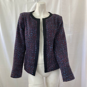 Christopher Banks Petites Women’s Multicolored Fabric Open Front Blazer PL