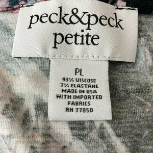 Peck & Peck Petites Womens Multicolored Abstract Butterfly Blouse Large