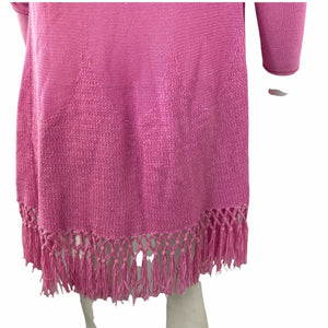 Lilly Pulitzer Open Front Long Cardigan Pink Fringe Womens Size Medium