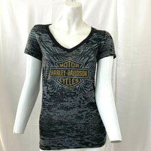Load image into Gallery viewer, Thunderbird Harley Davidson Albuquerque NM Womens Black and Gray Tshirt Size Sma