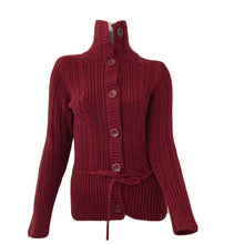 Load image into Gallery viewer, High Sierra Women&#39;s Burgundy Red Cable Knit Button Down Sweater Small