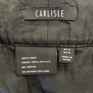 Carlisle Pants Size 12 Womens Black Wool Blend Multicolored Pinstriped