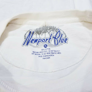 Newport Blue Mens White Muscle Power Cars Short Sleeve Crew Neck Tshirt XL