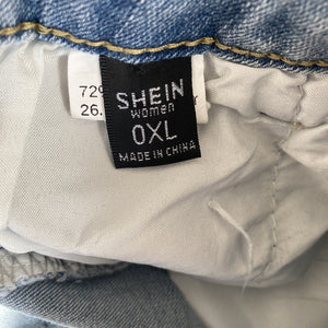 Shein Women Shorts Denim Bermuda Distressed Light Wash Womens Size 0XL Stretch
