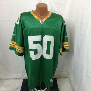 Reebok NFL Mens Green Gold AJ Hawk Green Bay Packers Vneck Football Jersey Sz 52