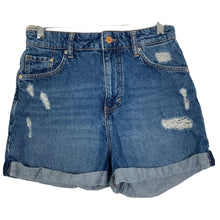 Load image into Gallery viewer, H&amp;M &amp; Denim Mom Shorts Womens Size 4 Dark Wash Blue Hi Rise Distressed