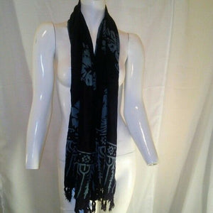 Hibiscus Collection Womens Black Floral Scarf