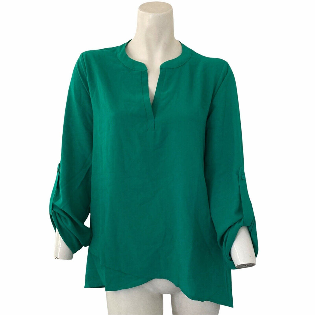 Gibson Blouse Green Jolly Pullover Womens Petite Small