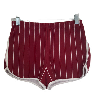 Shein Dolphin Shorts Burgundy and White Pinstripes Womens Size Medium Midrise