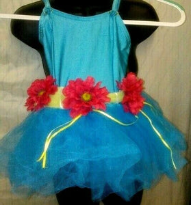 Unbranded Girls Blue and Red One Piece Tutu Dance Costume Xtra Small