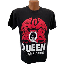 Load image into Gallery viewer, Queen + Adam Lambert 2014 tour concert t-shirt with dates on back classic rock
