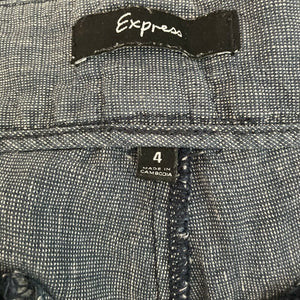 Express Shorts Womens Blue Linen Blend Size 4