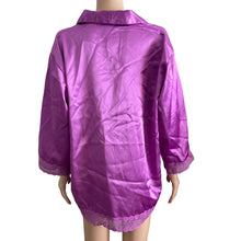 Load image into Gallery viewer, Vintage Suzanne Somers Loungewear Collection Pajama Sleep Shirt Satin Purple New