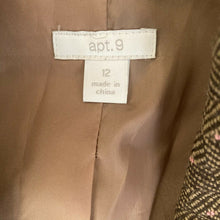 Load image into Gallery viewer, Apt 9 Blazer Womens Size 12 Brown Pink Wool Blend Geometric Pattern