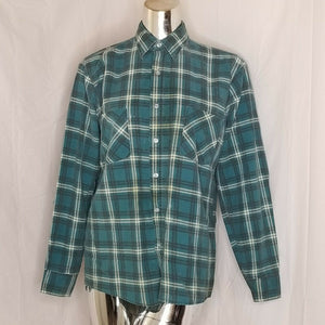 Vintage Ozark Trail Shirt Mens Green Plaid button Front Size Medium