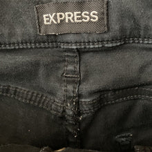 Load image into Gallery viewer, Express Shorts Denim Bermuda Button Fly Womens Black Stretch Size 0 Cuffed