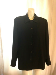 Charter Club Womens Black Plus Sized Button Front Blazer Size 14W