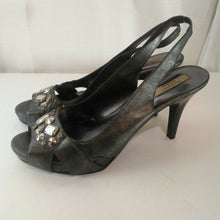 Load image into Gallery viewer, Simply Vera Vera Wang Cicely Womens Graphite Jeweled Slingback Heels 9.5 M