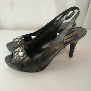 Simply Vera Vera Wang Cicely Womens Graphite Jeweled Slingback Heels 9.5 M