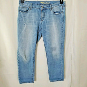 Old Navy The Boyfriend Womens Light Wash Distressed Blue Jeans Size 8