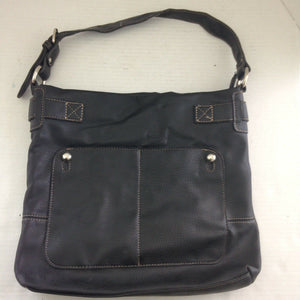 Emilie M Womens Black Faux Leather Shoulder Bag