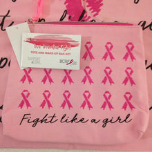 Load image into Gallery viewer, Live Breath Fight Breast Cancer Research Foundation Tote and Makeup Bag