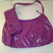 Load image into Gallery viewer, Vinyl Womens Violet Colored Hobo Purse 2 Piece Set Medium