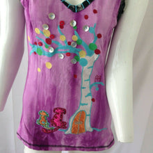 Load image into Gallery viewer, Liu Ce&#39;s Women Purple Embroidered Distressed Tank Top Size Small