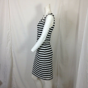 Womens Black and White Striped Dress Medium