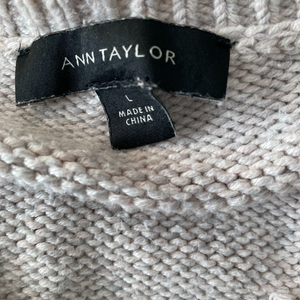 Ann Taylor Sweater Womens Large Pale Pink Pullover Marled Puff Sleeve