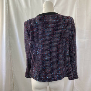 Christopher Banks Petites Women’s Multicolored Fabric Open Front Blazer PL